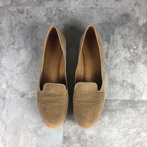 NAYA TEMPEST Suede Leather Studded Smoking Slipper Loafer Flats. 10N